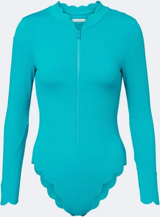 Marysia Swim North Sea scalloped rashguard swimsuit