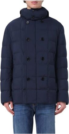 Fay Dubbele rij knopen Donsjack - Heren - Winterjassen - Blauw - XL - Leer - Jassen