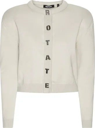 Rotate Cropped Firm Knit Cardigan with Ribbed Edges