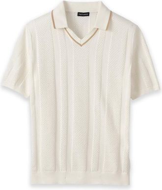 Paul Fredrick Cotton Crochet V-neck Polo