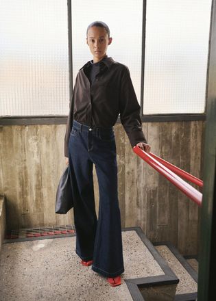 Mango Jeans wide leg vita media blu - Donna - 36 - MANGO