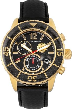 Morphic M51 Series Chronograph Leather-Band Watch w/Date in Gold/black at Nordstrom