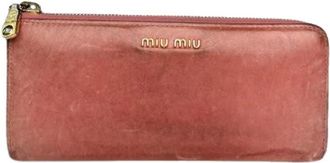 Miu Miu Pre-owned Leren Portemonnee - Dames - Vintage Accessoires - Oranje - ONE Size - Leer - Vintage