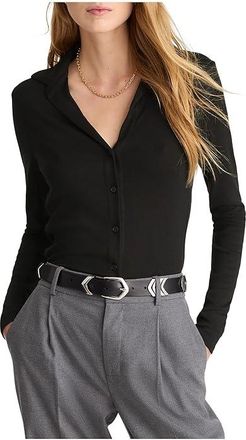 Madewell Camp Long Sleeve Top Womens Clothing Jet Black : LG (Womens 10-12), Cotton/Modal
