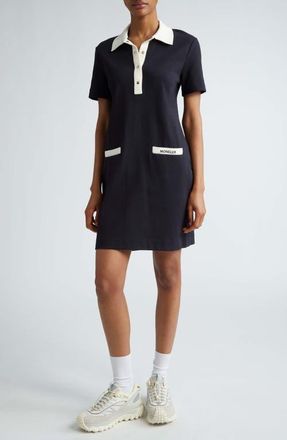 Moncler Stretch Cotton Polo Dress in Dark Navy Blue at Nordstrom, Size X-Small