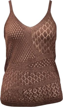 Simona Corsellini Top in maglia luxury con bredelline - Dames - Tops zonder mouwen - Bruin - XS - Tops