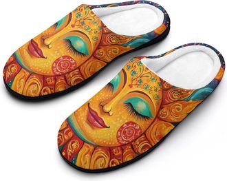 Generic Sun Face Flower Mens Slippers Comfortable And Non-slip Cotton Slipper Shoe for House