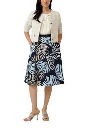 s.Oliver Black Label Midikleid S.OLIVER BLACK LABEL, Damen, Gr. 36, N-Gr, blau, Web, Obermaterial: 97% Baumwolle, 3% Elasthan, gemustert, normal 3/4-L&auml;nge, Rundhals, Kleid