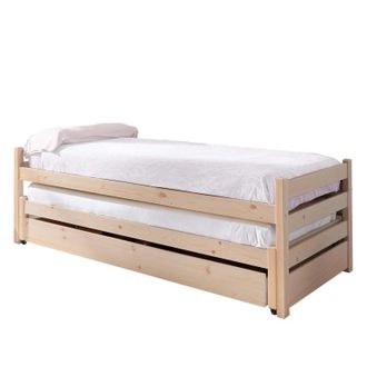 Muemue Cama nido triple madera blanco lavado 90x200 cm