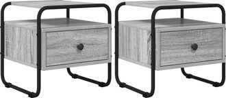 vidaXL Mesa De Noche 2 Uds. Sonoma Gris Madera De Ingenier&iacute;a Vidaxl