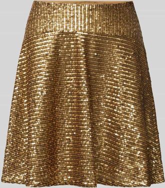 Lauren Ralph Lauren Minirock mit Pailletten Modell KARJYLL in Gold Melange, Größe 36