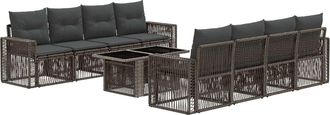 vidaXL Conjunto De Sof&aacute;s De Jard&iacute;n 9 Uds. Gris Y Gris Oscuro Vidaxl