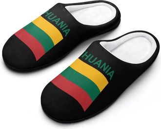 Generic Flag of Lithuania Funny Mens Cotton Slippers Soft Non-Slip Rubber Sole House Slipper Indoor Outdoor