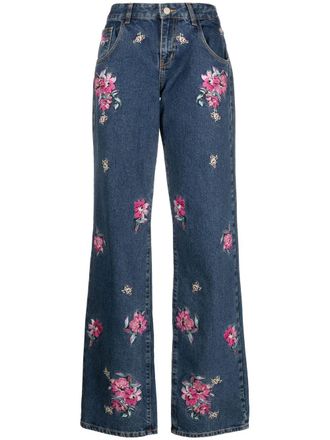 Blugirl Jeans met geborduurde bloemen - Blauw