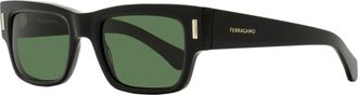 Ferragamo Ferragamo Mens Rectangular Rivet Sunglasses SF2011S 001 Black 53mm