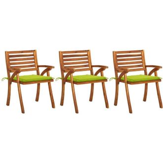 vidaXL Sillas De Comedor Jard&iacute;n Con Almohadas 3 Pcs Acacia De Madera