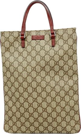 Gucci Brown Red Color Pvc Tote Bag (Pre-Owned)
