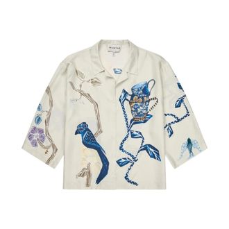 Munthe Nancie Shirt - Dames - Blouses & Shirts - Beige - Maat: XS Zijde