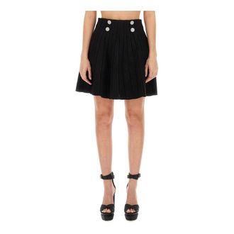 Balmain Short Skirts, female, Black, Size: XS Ribbed Knit Short Flare Skirt