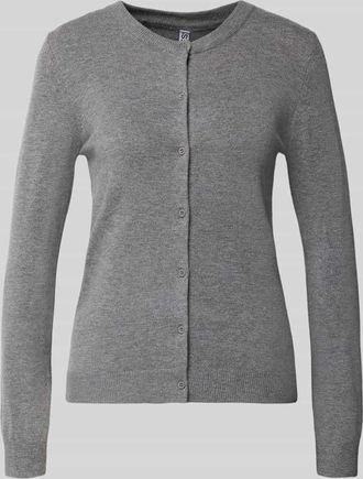 Pieces Slim Fit Strickjacke aus Viskose-Mix Modell NORA in Mittelgrau Melange, Größe S