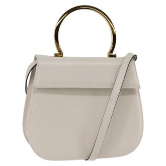 Ferragamo Gancini Handbag Leather White Leather Handbag (Pre-Owned)