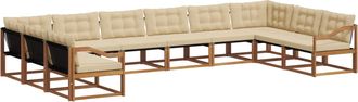 vidaXL Conjunto De Sof&aacute;s De Exterior 10 Uds. Natural Y Beige Vidaxl