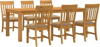 vidaXL Conjunto De Comedor 7 Uds. Beige Madera De Roble S&oacute;lido Vidaxl