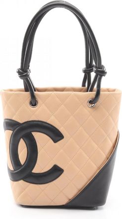 Chanel Beige Black Cambon Ligne Handbag Tote Bag (Pre-Owned)