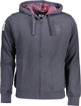 U.S.Polo Association Katoenen sweater met geborduurde rits en zakken - Heren - Vesten met rits - Blauw - 2XL - Katoen - Hoodies & sweatvesten