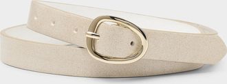 Simons Womens Organic oval-buckle leather slim belt