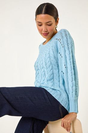 Roman Classic Cable Knit Pointelle Jumper