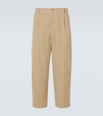Frame Denim Pleated cotton straight pants