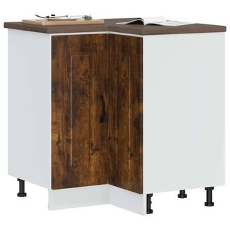 Berkfield Home Kitchen Corner Base Cabinet Kalmar Smoked Oak Engineered Wood in Brown
