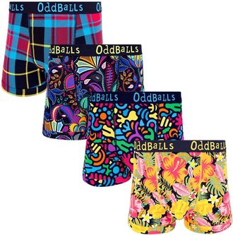 Oddballs Mens Boxers Multipack - 4 Classic Fit Cotton Boxer Shorts, Underwear with Elastic Waistband - Breathable, Soft Mens Boxer Briefs (UK, Alpha, S, Regula