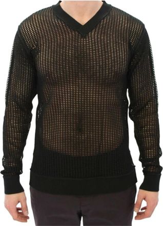 Dolce & Gabbana V-hals Trui met Perforaties - Heren - V-hals truien - Zwart - S - Truien & Vesten