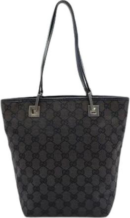 Gucci Pre-owned Canvas Tote Bag - Dames - Vintage Shopper - Bruin - ONE Size - Leer - Vintage