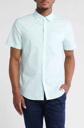 Original Penguin Short Sleeve Cotton Poplin Button-Up Shirt in Blue Tint at Nordstrom Rack, Size Medium