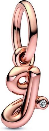 Pandora Moments 14K Rose Gold Plated Cz G Script Charm