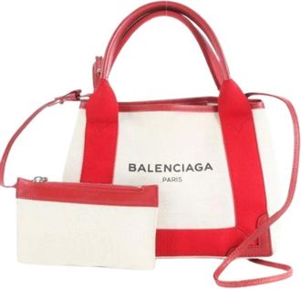 Balenciaga Pre-owned Tote Bags, female, White, Size: ONE SIZE Pre-owned Canvas Tote Bag