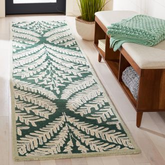 Safavieh Capri Hand Made Area Rug, Dark Green / Ivory Contemporary Style Non-Shedding