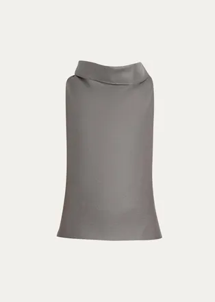 Issey Miyake Wool Draped Cowl-Neck Sleeveless Top
