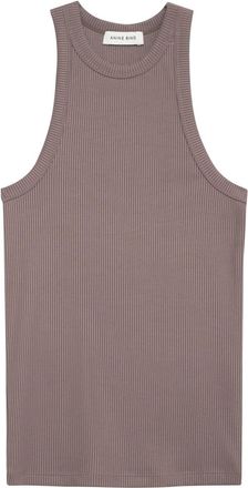 Anine Bing Eva ribbed tank top - women - Spandex/Elastane/Nylon - M - Brown