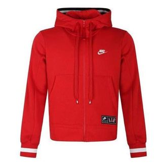 Nike Alphabet hooded Zipper Fleece Jacket Red AR1816-657