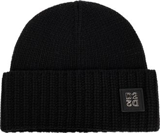 Dsquared2 Muts met logopatch - Heren - Hoeden - Zwart - ONE Size - Wol - Accessoires