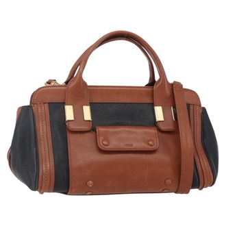 Chlo&eacute; Alice Satchel Leather Brown Leather Handbag (Pre-Owned)