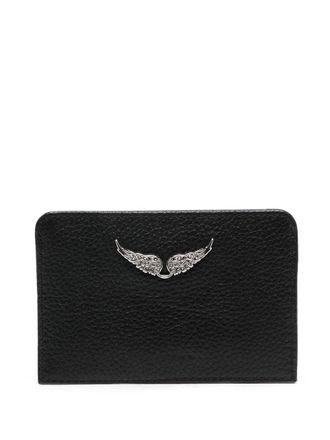 Zadig&Voltaire wing-charm leather cardholder - women - Calf Leather/Calf Leather - One Size - Black