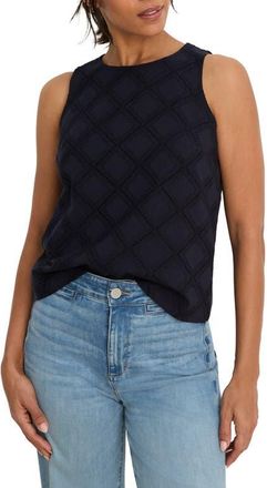 Nic+Zoe Diamond Eyelet Cotton Top in Dark Indigo at Nordstrom, Size Xx-Large