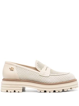 Baldinini bead-detail suede loafers - women - Suede/Leather/Rubber - 37 - Neutrals