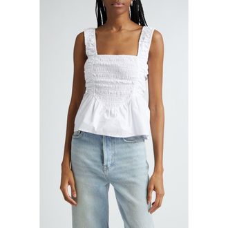 Ganni Organic Cotton Poplin Sleeveless Top in Bright White at Nordstrom Rack, Size 14 Us / 44 Eu