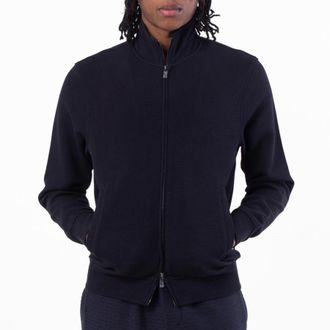 Emporio Armani Waffle Jersey Full-Zip Sweatshirt, Size Large